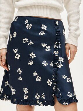NWT J.Crew Side-ruffle Slip Skirt Floral size M L NEW!